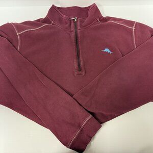 Tommy Bahama Pima Cotton 1/4 Zip Sweatshirt XXL Red Tencel Pullover Mens 2XL